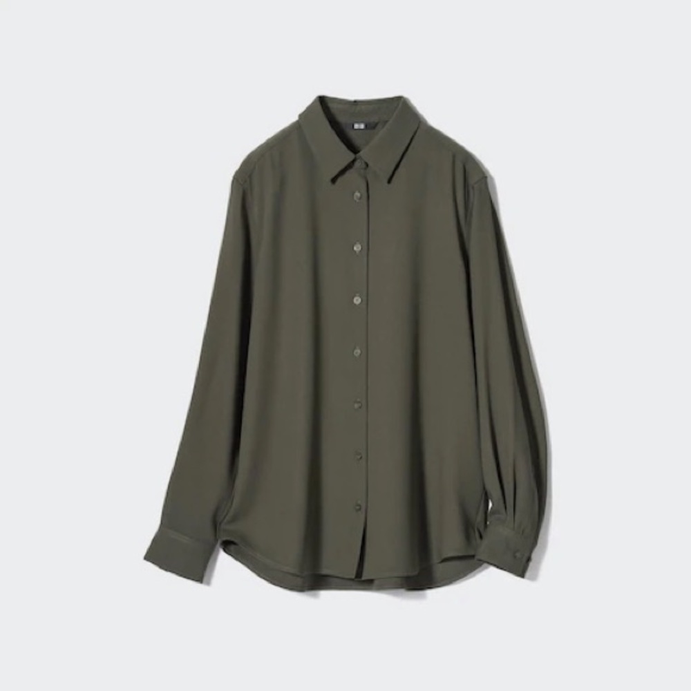 Uniqlo super soft cotton shirt, sz M, beautiful green color perfect for layering